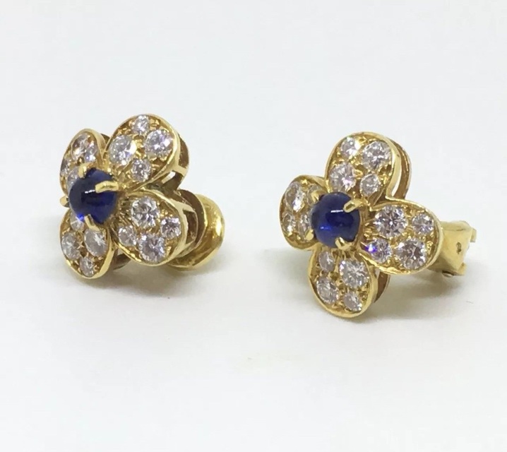 VAN CLEEF & ARPELS, A pair of yellow gold and diamond earrings